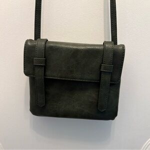 Dark Green Leather Crossbody Bag